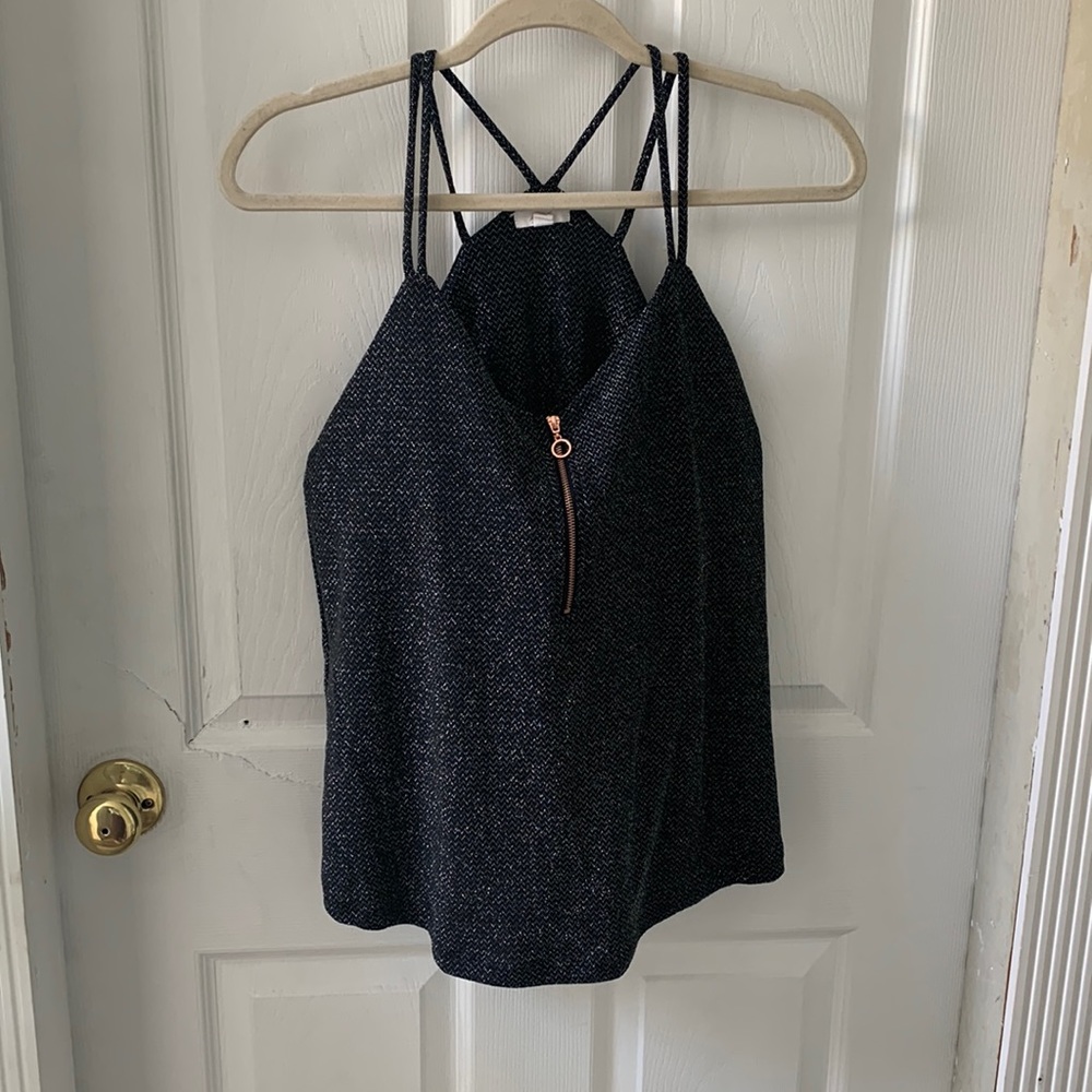 Black sparkling Tan top